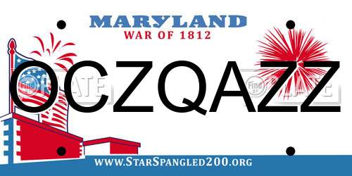 OCZQAZZ Maryland License Plate
