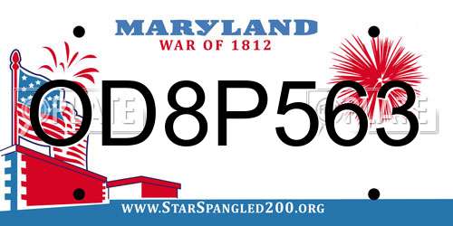 OD8P563 Maryland License Plate