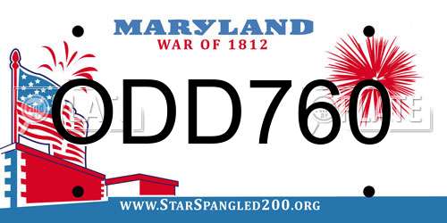ODD760 Maryland License Plate