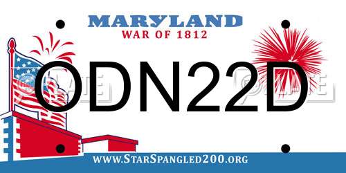 ODN22D Maryland License Plate