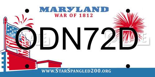 ODN72D Maryland License Plate