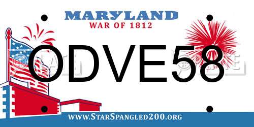 ODVE58 Maryland License Plate