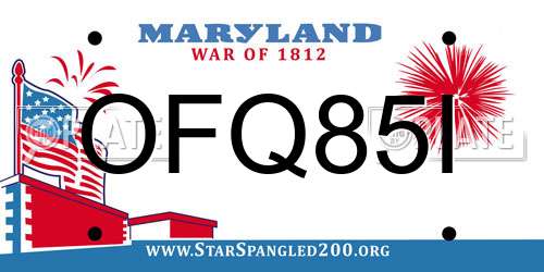 OFQ85I Maryland License Plate