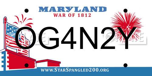 OG4N2Y Maryland License Plate