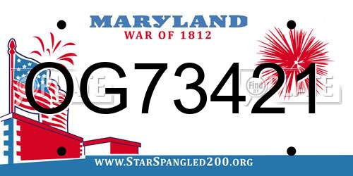 OG73421 Maryland License Plate