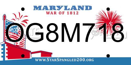 OG8M718 Maryland License Plate