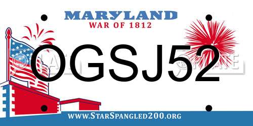 OGSJ52 Maryland License Plate