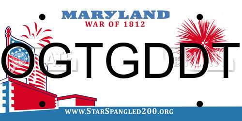 OGTGDDT Maryland License Plate