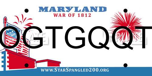 OGTGQQT Maryland License Plate