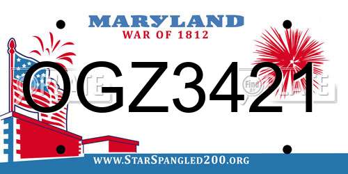 OGZ3421 Maryland License Plate