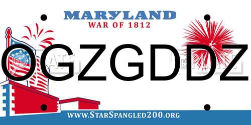 OGZGDDZ Maryland License Plate