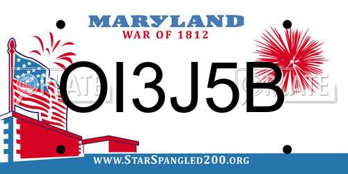 OI3J5B Maryland License Plate