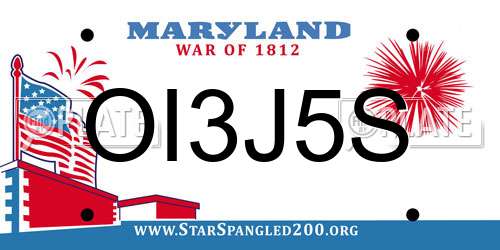 OI3J5S Maryland License Plate