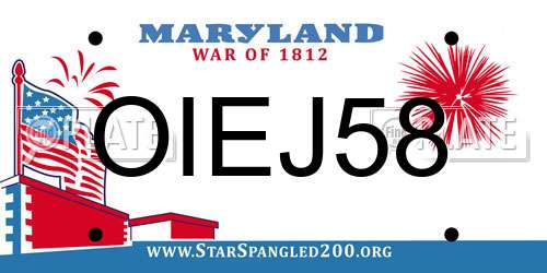 OIEJ58 Maryland License Plate