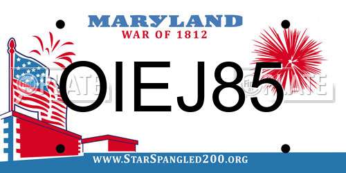 OIEJ85 Maryland License Plate