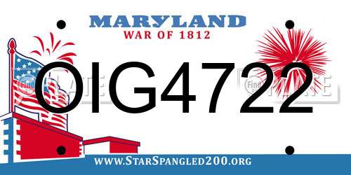 OIG4722 Maryland License Plate