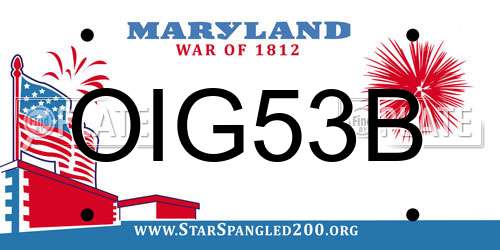OIG53B Maryland License Plate