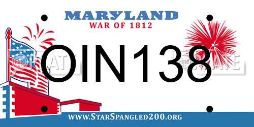 OIN138 Maryland License Plate
