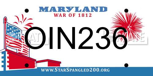 OIN236 Maryland License Plate