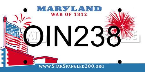 OIN238 Maryland License Plate