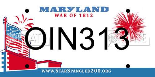 OIN313 Maryland License Plate