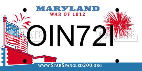 OIN72I Maryland License Plate