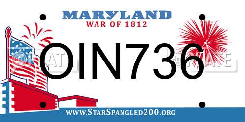 OIN736 Maryland License Plate