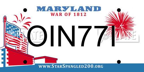 OIN77I Maryland License Plate