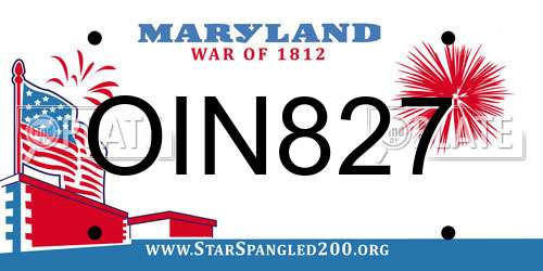 OIN827 Maryland License Plate