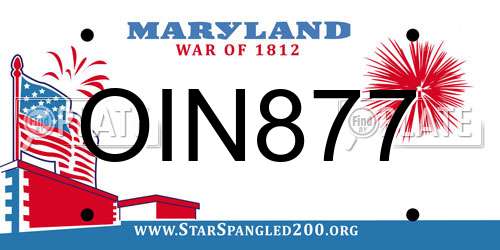 OIN877 Maryland License Plate