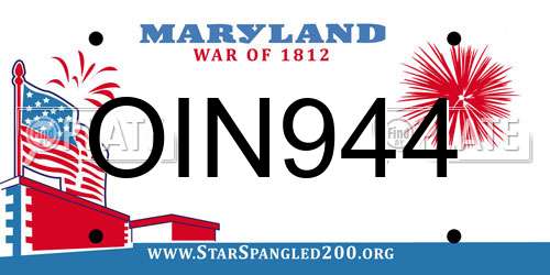 OIN944 Maryland License Plate