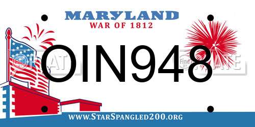 OIN948 Maryland License Plate