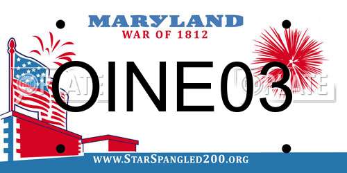 OINE03 Maryland License Plate