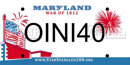OINI40 Maryland License Plate