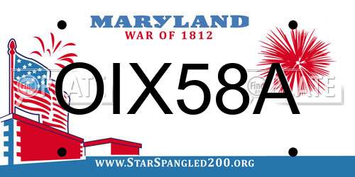 OIX58A Maryland License Plate