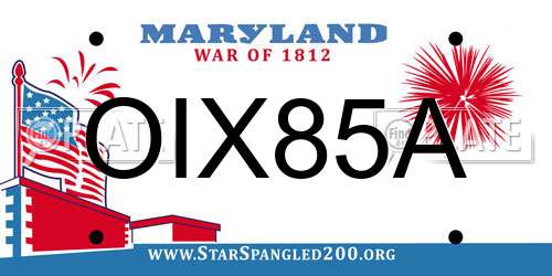 OIX85A Maryland License Plate