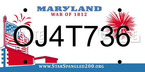 OJ4T736 Maryland License Plate