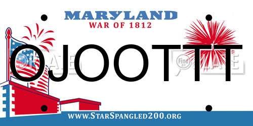 OJOOTTT Maryland License Plate