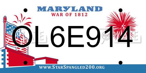 OL6E914 Maryland License Plate