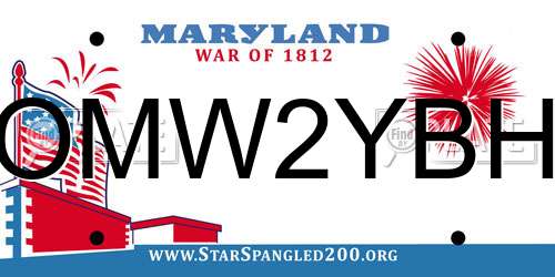 OMW2YBH Maryland License Plate