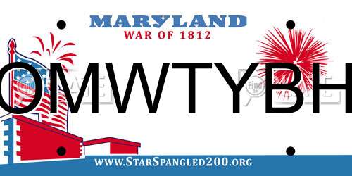 OMWTYBH Maryland License Plate