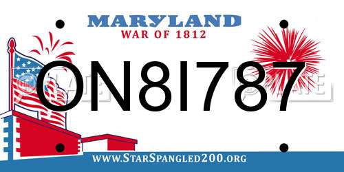ON8I787 Maryland License Plate