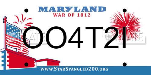 OO4T2I Maryland License Plate