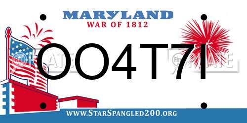 OO4T7I Maryland License Plate