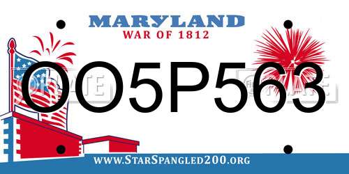 OO5P563 Maryland License Plate