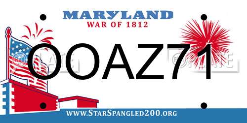 OOAZ71 Maryland License Plate
