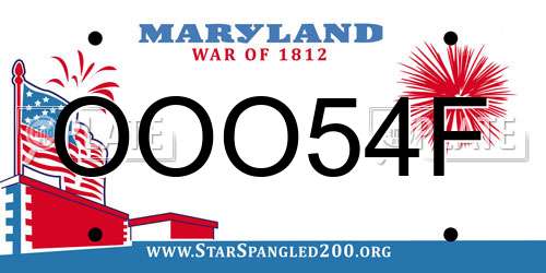 OOO54F Maryland License Plate