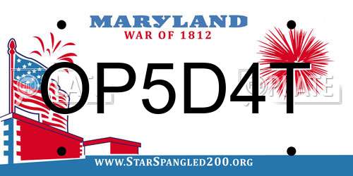 OP5D4T Maryland License Plate