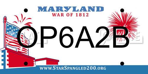 OP6A2B Maryland License Plate