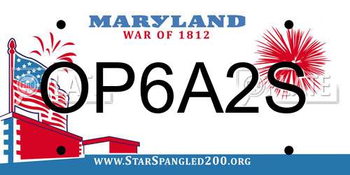 OP6A2S Maryland License Plate